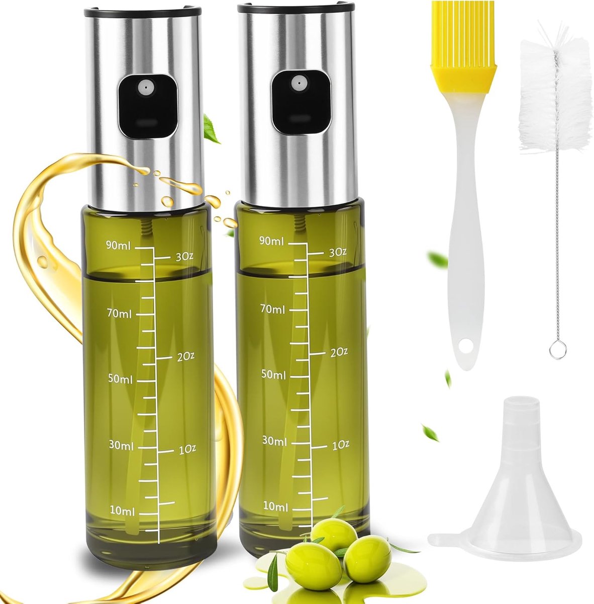 Olie Sprayer Set - Keuken Gadgets - Gezond Koken - UV Beschermend Glas - 100 ml - Jade Groen