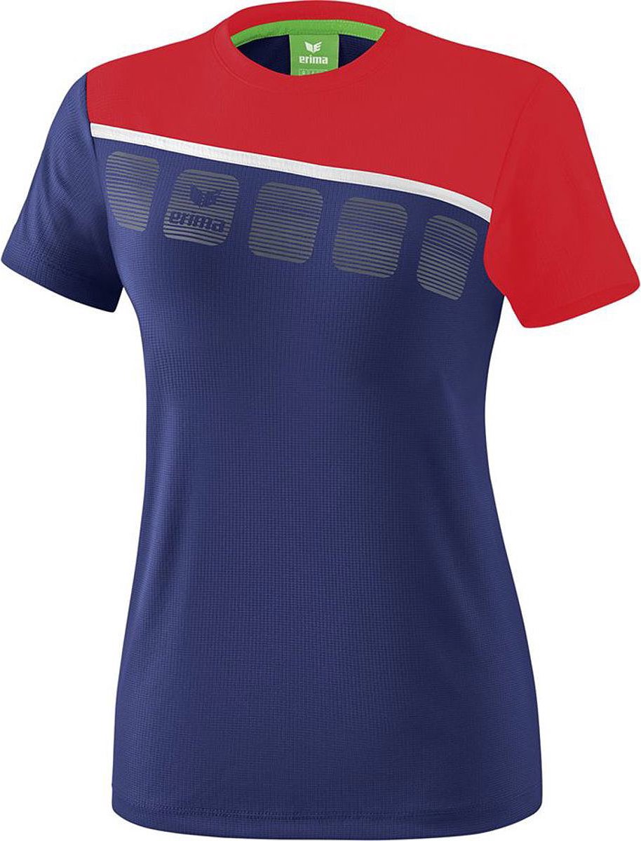 Erima 5-C T-Shirt Dames - New Navy / Rood / Wit | Maat: 42