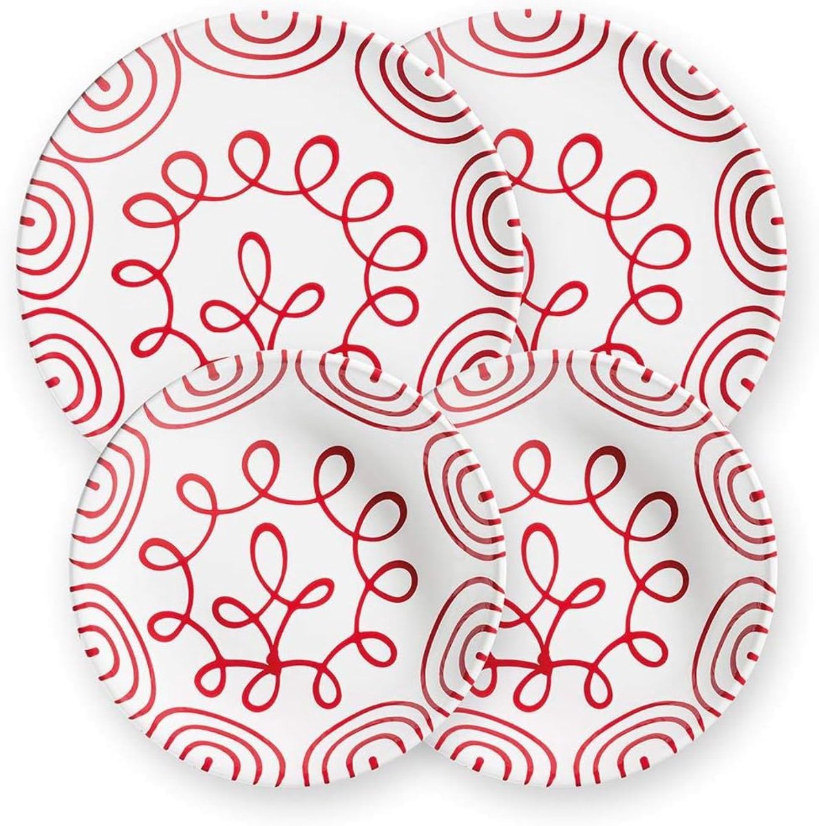 Servies Set - Diner Set - Twee Personen - Handgemaakt Oostenrijk - 2.3 Kilogram - Rood Gevlamd