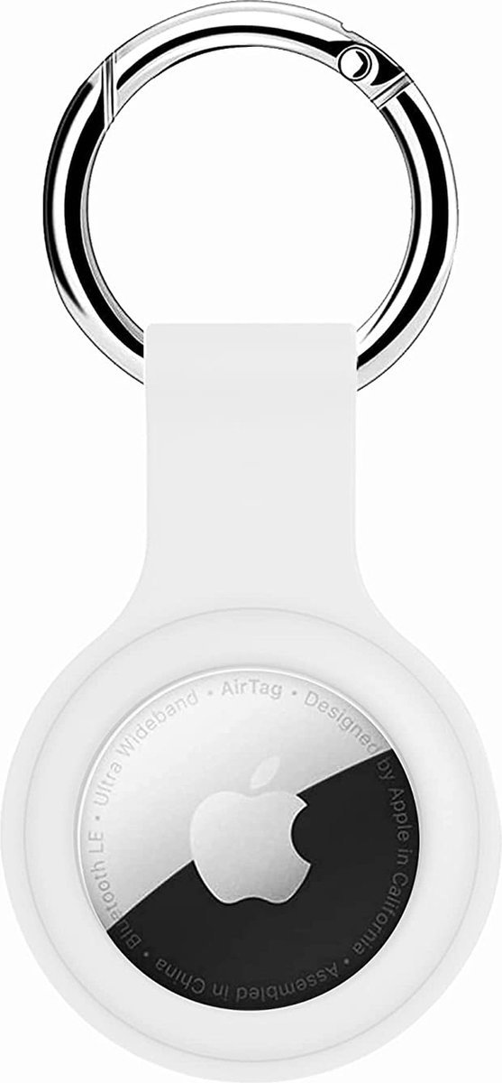 Jumada's Sleutelhanger Geschikt voor Apple AirTag (2) - Beschermende Siliconen Houder & Hoesje - Wit