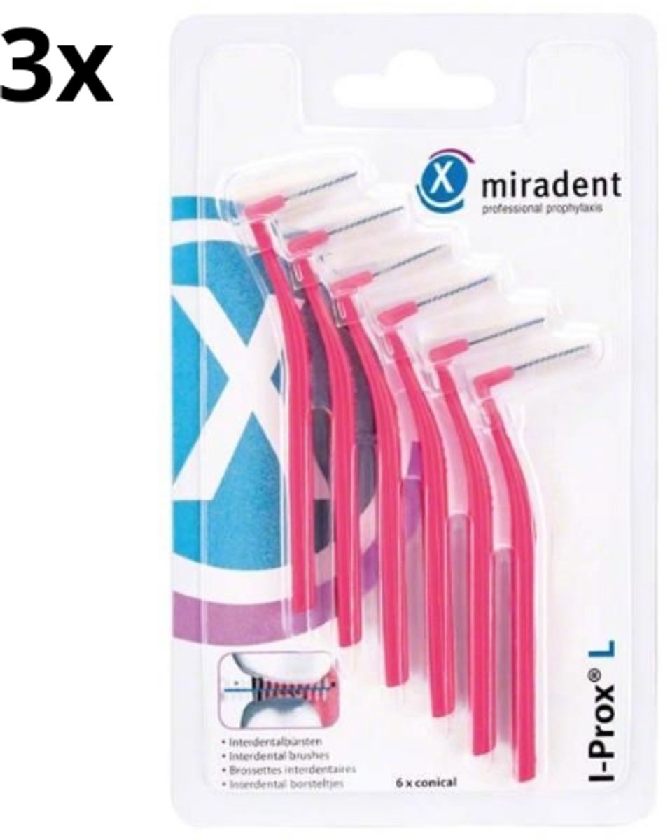 Miradent Interdentale Ragers I-Prox L 0,4 mm Roze 3x 6 stuks