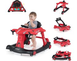 Baby Loophulp - Loopwagen Kinderen - Leren Lopen - 6-in-1 Functies - Verstelbaar 54cm - Rood