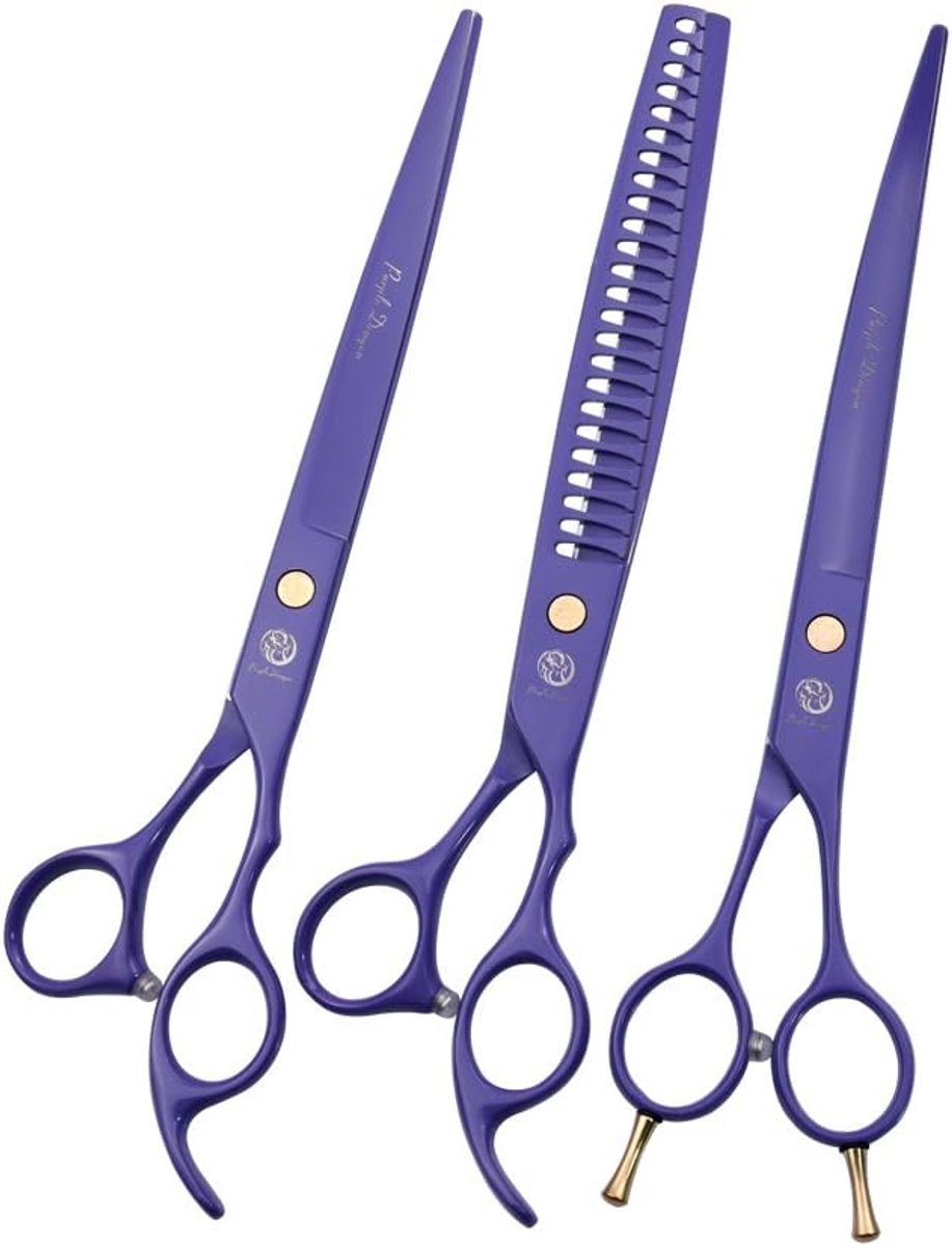 Honden Scharen Set - Vachtverzorging Tools - Professioneel Trimmen - Japan 440C Staal - 203 cm - Paars