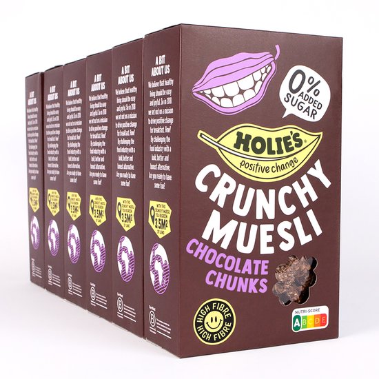 Holie's Crunchy Muesli Chocolate Chunks - suikervrij ontbijtgranen - 6x 400gr