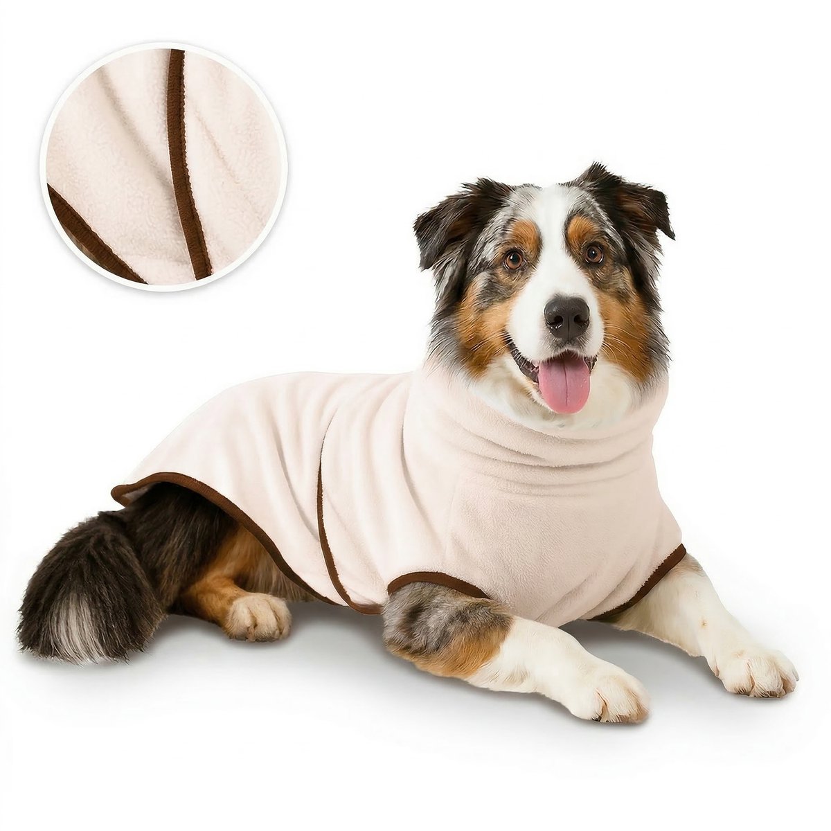 Sneldrogende Hondenhanddoek - Zachte Hondenbadjas met Klittenbandsluiting - Ultra Absorberende Droogdoek voor Hond - Hondendroogdoek Lichtgewicht - Pet Towel - Badjas Hond - 83,5 × 72c m - Huisdier Handdoek - Hondenhanddoeken - Taupe - Pet Ville