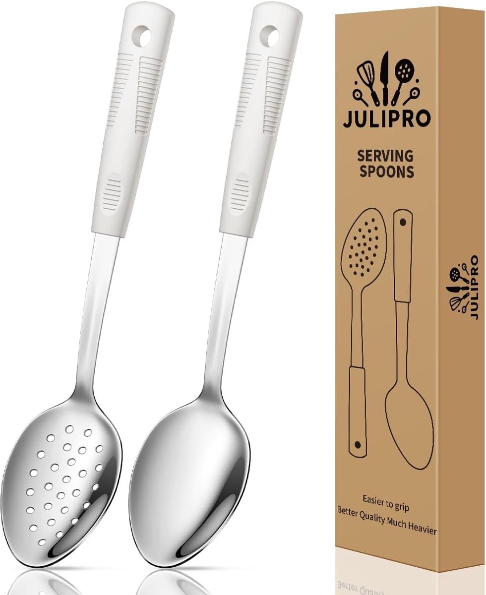 Serveertang Set - Keukenlepels - Thuis Koken - Antislip Handgrepen - 2 Delig - Beige
