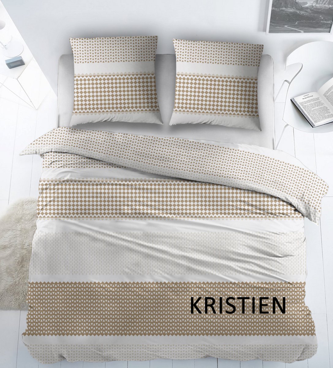Welterusten katoen - laken - Kristien beige - 1 persoons - 180x290 - incl kussensloop