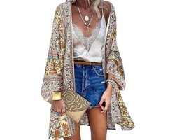 Lange strandtuniek voor dames met bloemenprint en lange mouwen