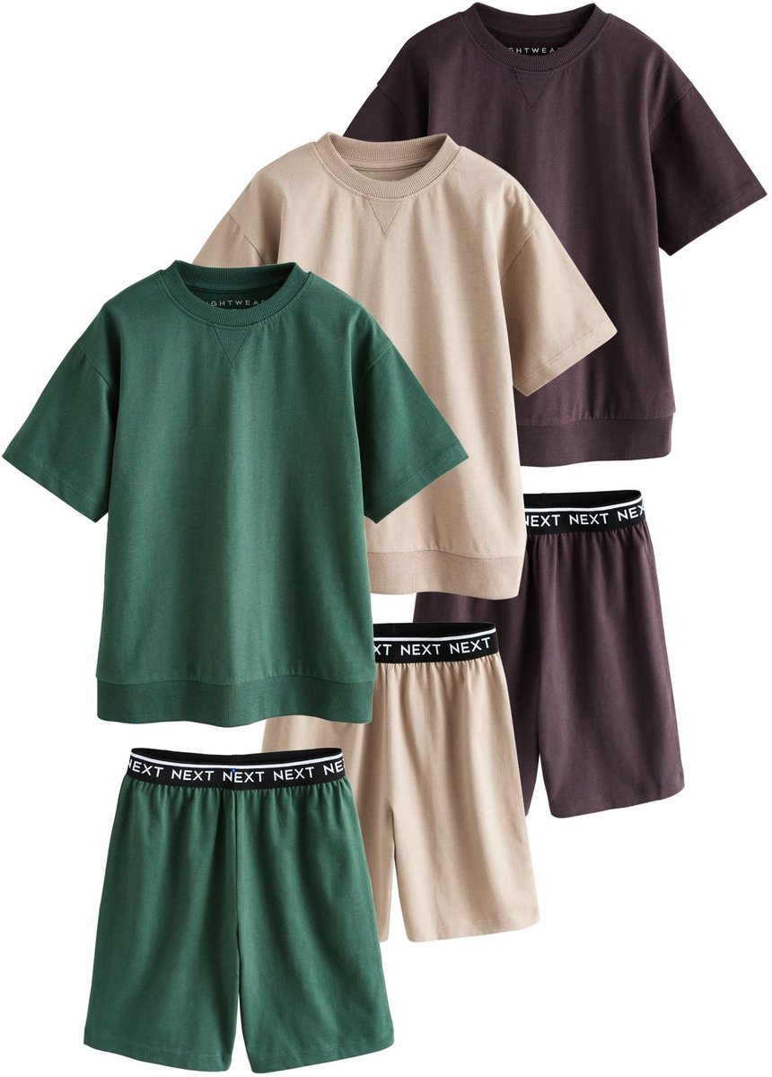 Next - Jongens - Set van 3 korte pyjama's - Zwart