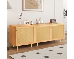 MODENUIT Dressoir - Modulaire Opbergkast Met 3 Deuren - Voor Eetkamer En Woonkamer - MDF Naturel - 180x40x63 Cm