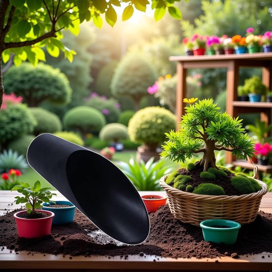 Zwarte bonsai-bodemschep eenpanschep kunststof tuingaarde schep kleurrijk tuingereedschap voor bloemenplantbonsai-bodemschep van Merkloos	 — afbeelding 5