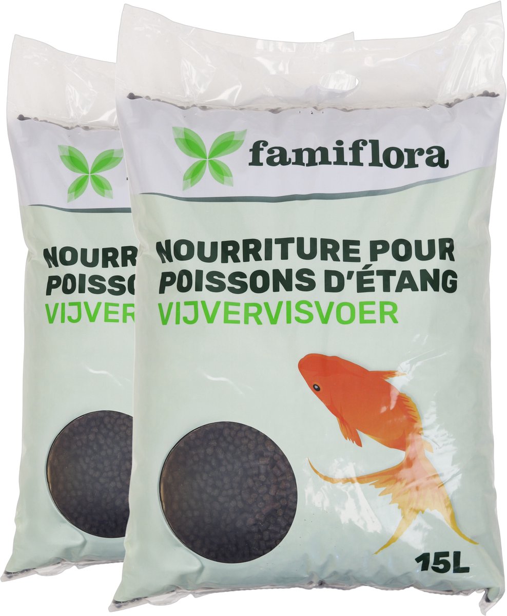 Famiflora Premium Select Steurvoer - 2x 15L - 6mm Zinkende Korrel - Hoog Eiwitgehalte - Volledig Visvoer voor Gezonde Groei - Zinkende korrels zodat zelfs bodemvissen eenvoudig kunnen eten