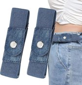Riem Dames - Riem Heren - 2 stuks - Gesploze Riem Heren - Elastische Riem Zonder Gesp Voor Dames en Heren - riem zonder gesp heren Verstelbaar - Gespvrije Riem - Verborgen Sluiting - Voor Broeken, Jeans, Casual,Werkkleding - Blauw