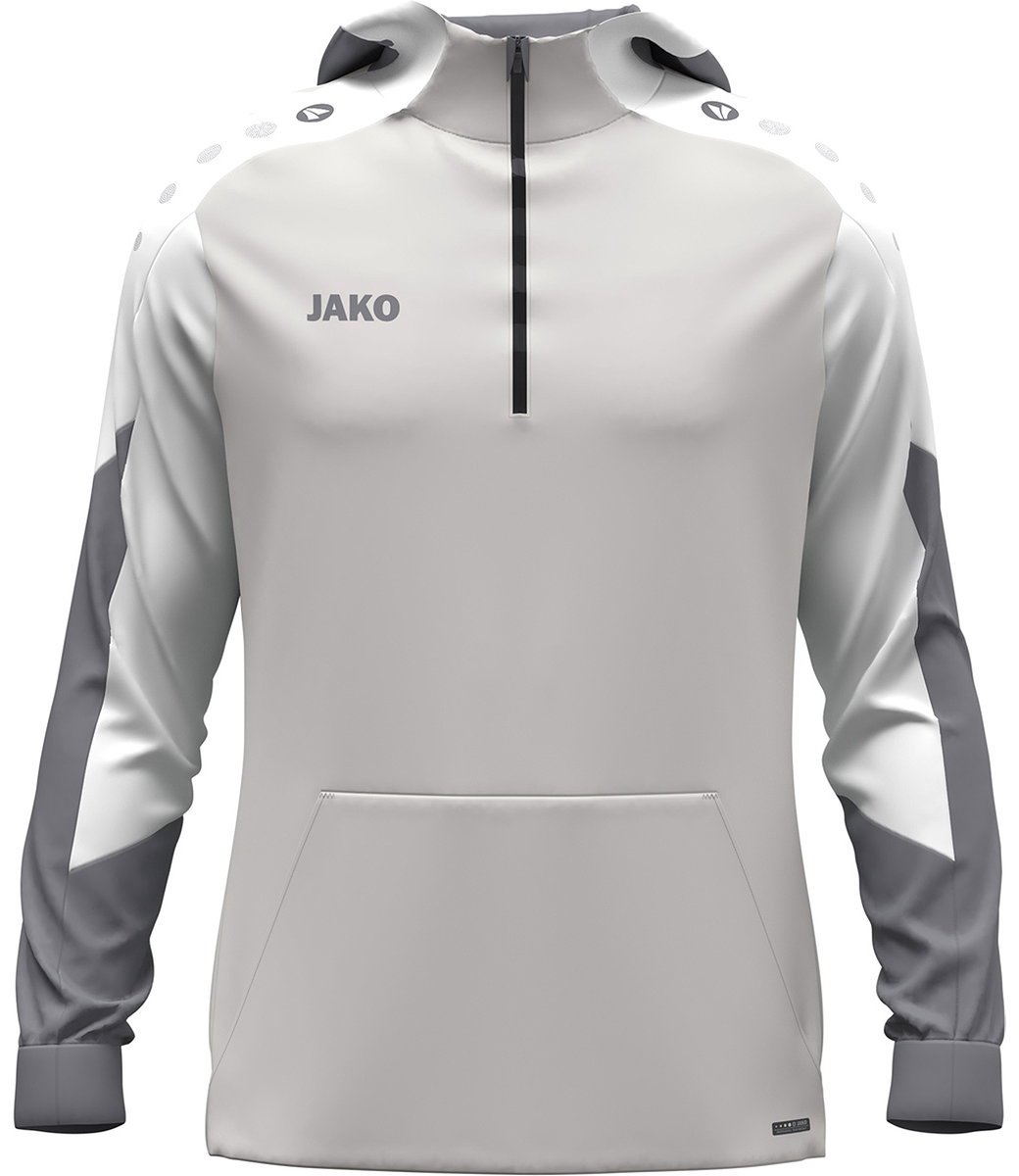 Jako Dynamic Hooded Half Zip Heren - Lichtgrijs / Wit / Grijs | Maat: M