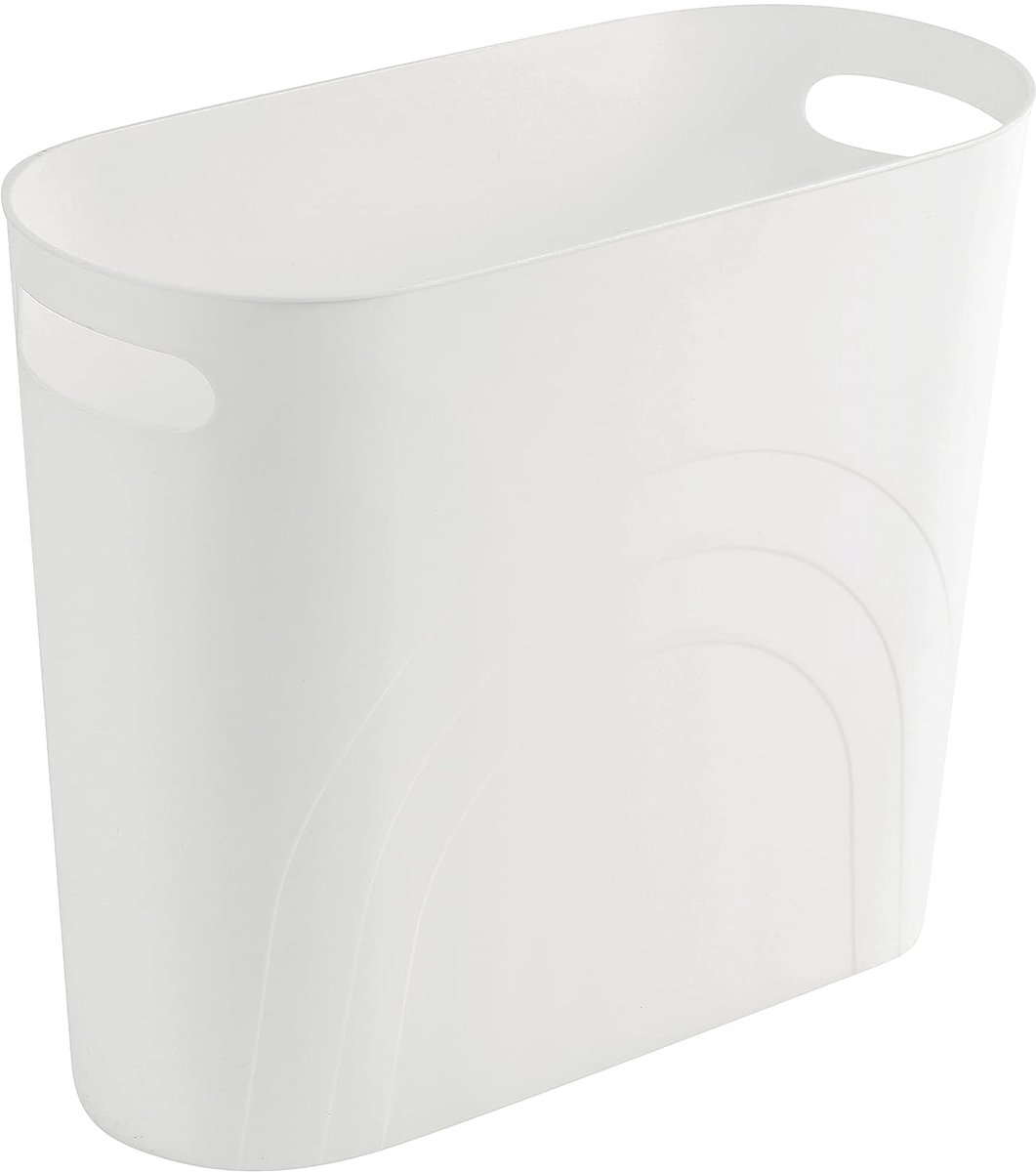 Kleine Prullenbak - Afvalmand Vuilnisbak - Smalle Ruimtes - Antislip Slijtvast - 32 x 14.8 x 27 cm - Wit