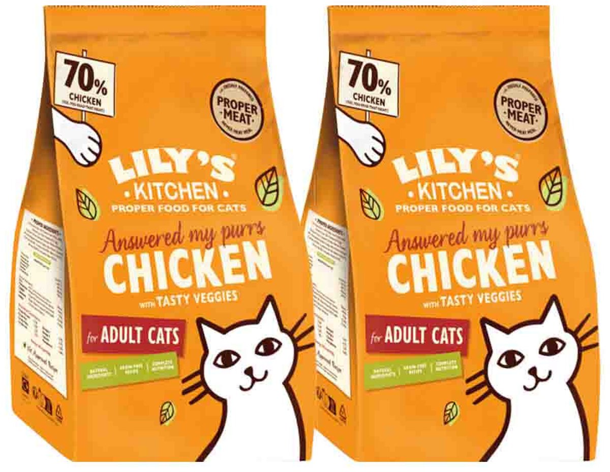 Lily's Kitchen Lily's Kitchen Kattenvoer Droog Adult Kip & Groenten - 2 x 800 gr - Voordeelverpakking