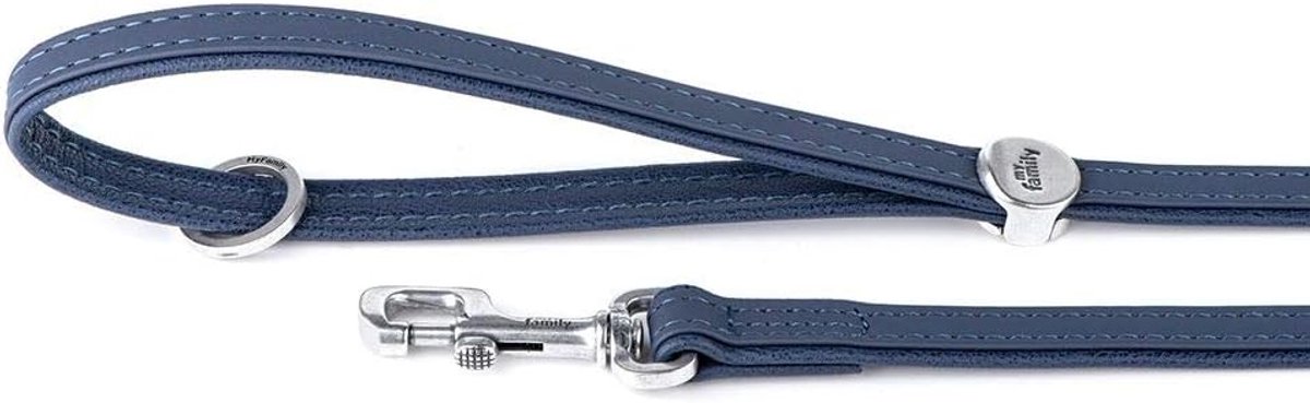 Hondenriem Leer - Handgemaakte Hondenriem - Dagelijks Gebruik - Italiaans Vakmanschap - 3/4 inch - 4 ft - Blauw
