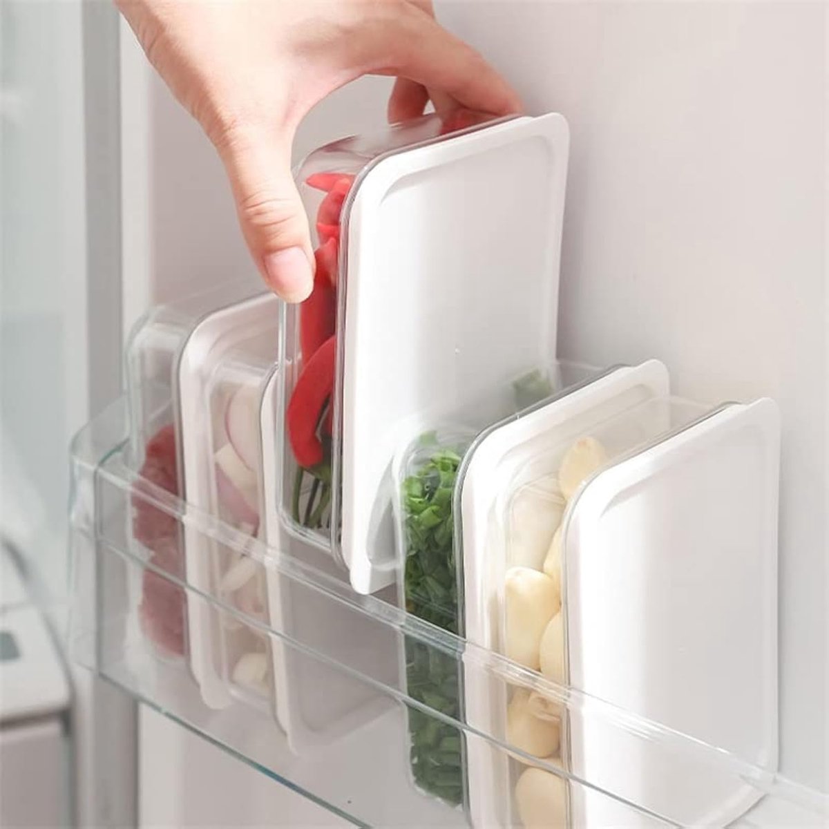 Koelkast Organizer Box - Vershouddoos Keuken - Voedsel Opslag - Voedselveilig Plastic - 400 Milliliter - Wit