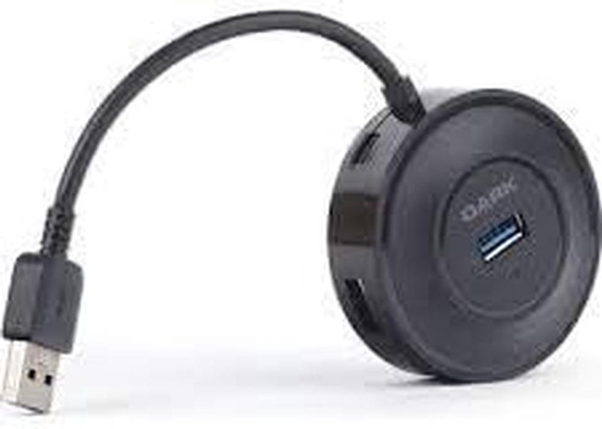 USB Hub - Extra Poorten - Apparaten Aansluiten - Rond Design - Compact Formaat - Zwart