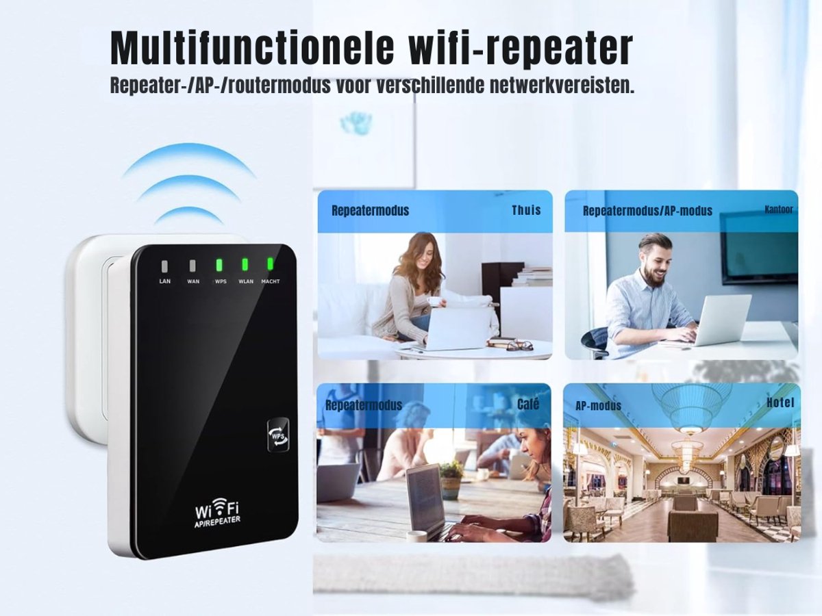 SAVI Wifi Versterker Stopcontact 1200 Mbit/s Wit en Zwart - afbeelding 3