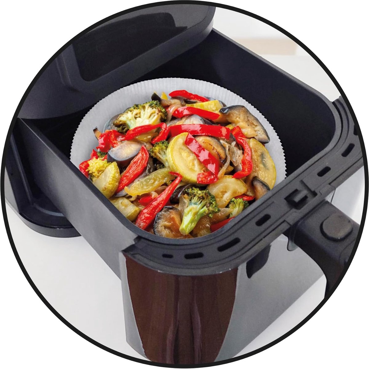 Wegwerp Airfryer Vormen - Bakpapier Rond - Airfryer Bakken - Anti-aanbaklaag - Ø 18.5 cm - Wit