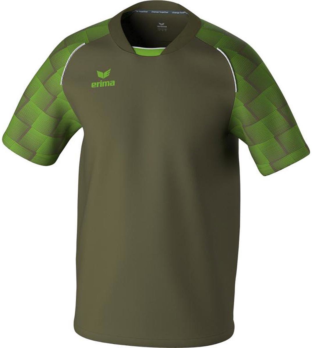 Erima Evo Star Shirt Korte Mouw Kinderen - Khaki / Green Gecko | Maat: 152