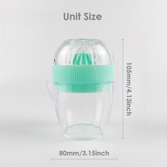 Citroenpers - Compacte citruspers met zeef, maatbeker en schenktuit - Inhoud 1/2 kopje (120ml) - BPA-vrij, vaatwasmachinebestendig - Blauw van Merkloos — afbeelding 5