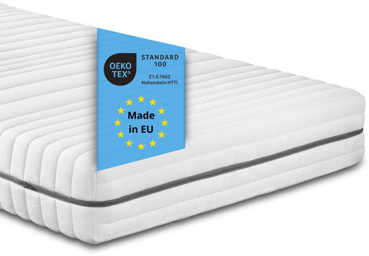 Bodyprotect Vital Protect - matras 120x200 cm koudschuim - hardheid H4 - hoogte 18 cm - als ergonomische schuimmatras, 7-zones matras of koudschuimmatras - Made in EU - 120 x 200 x 18 cm - wit