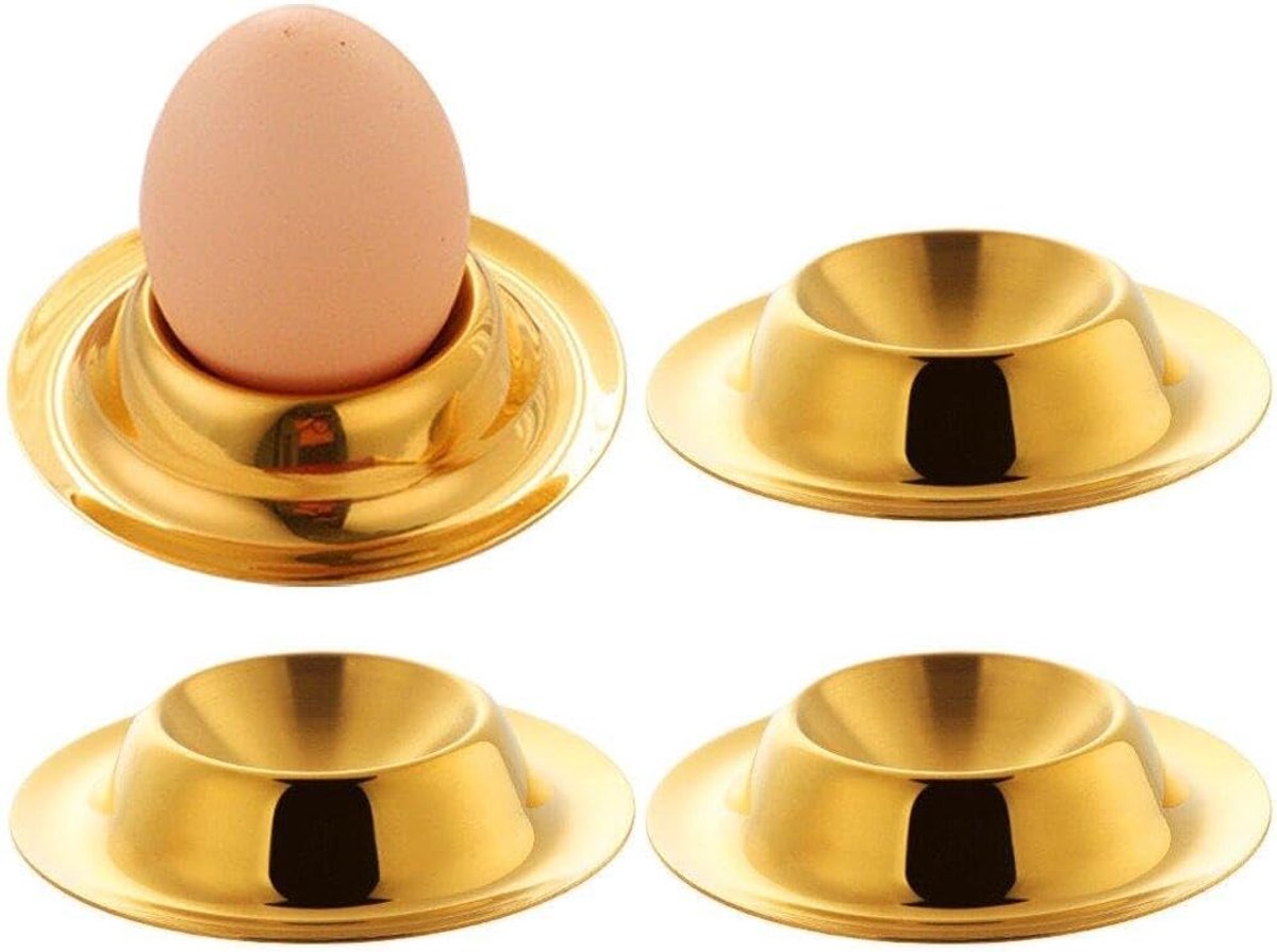 Gouden Ei Cup - Eierhouders Set - Ontbijt Serveren - Stapelbaar Ontwerp - 8.6cm Hoog - Goud