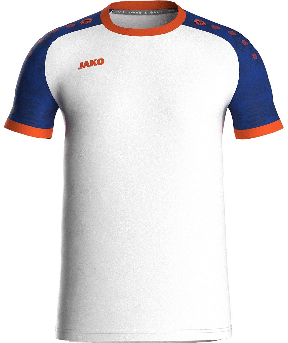 Jako Iconic Shirt Korte Mouw Kinderen - Wit / Royal / Fluo Oranje | Maat: 140