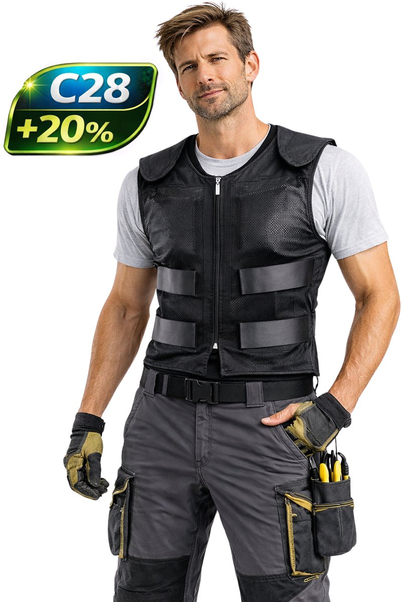 BERTSCHAT® Koelvest PRO C28 – +20% PCM – Tot 8 uur verkoeling - One Size Fits All