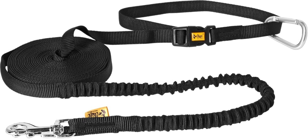 Hondenwandelriem - Handsfree lijn - Comfortabel wandelen - Met schokdemper - 6 meter lang - Zwart