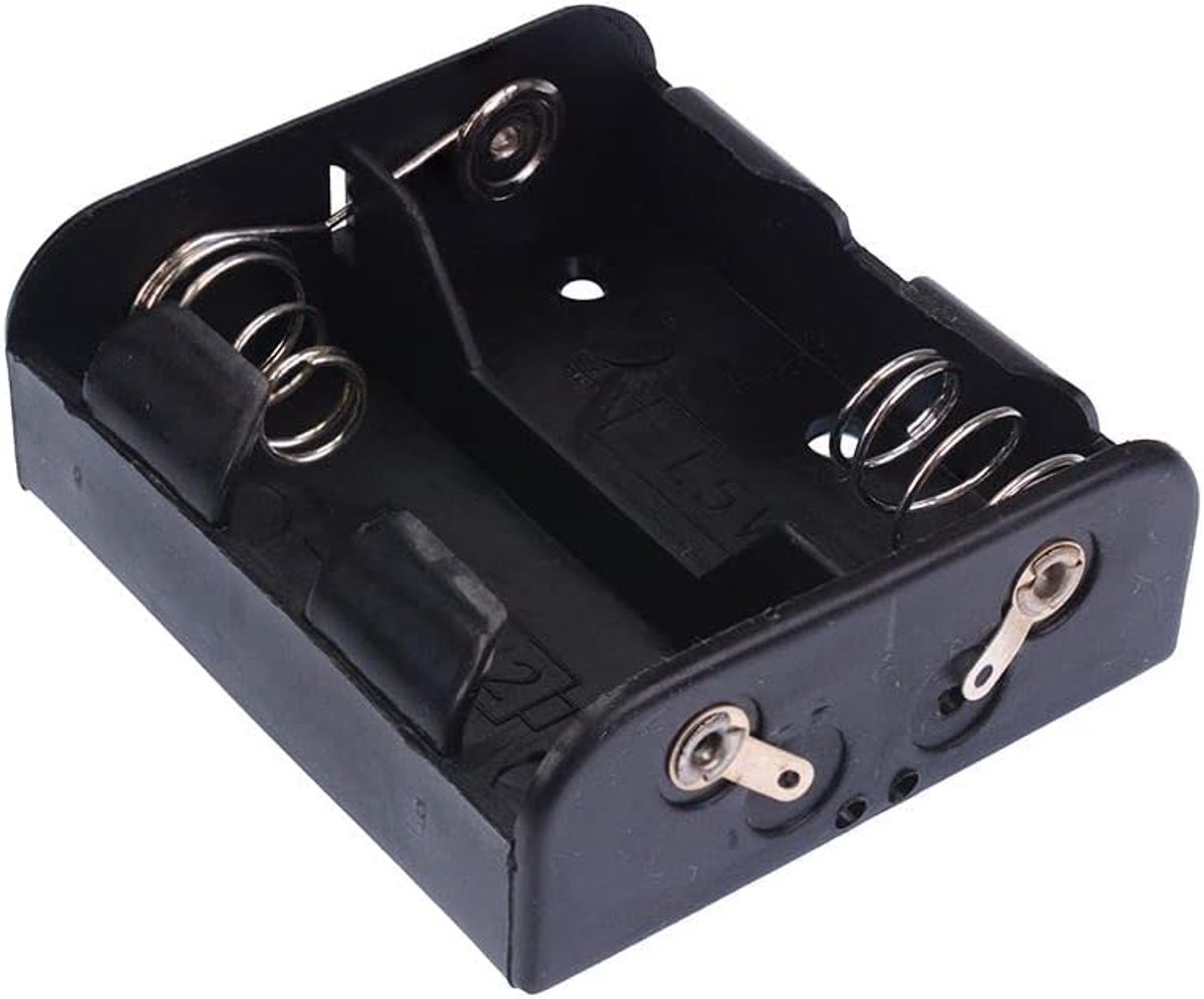 Batterij Houder - Batterij Case - Elektronica Projecten - Open Stijl Ontwerp - 8 x 12 x 2 cm - Zwart