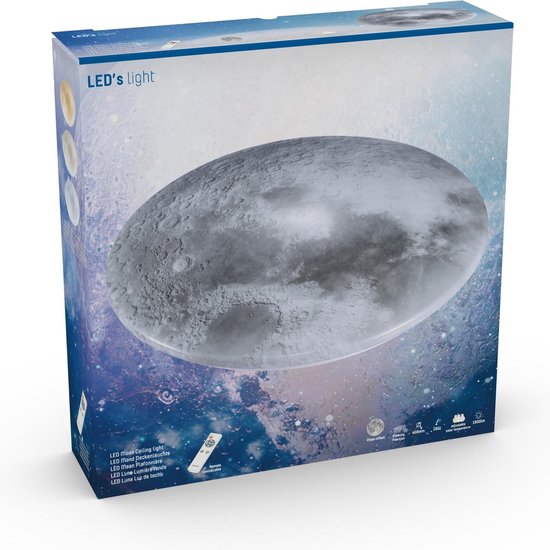 LED's Light Maan Plafondlamp voor de Slaapkamer - Dimbaar met afstandsbediening - 40 cm van LEDs Light — afbeelding 3