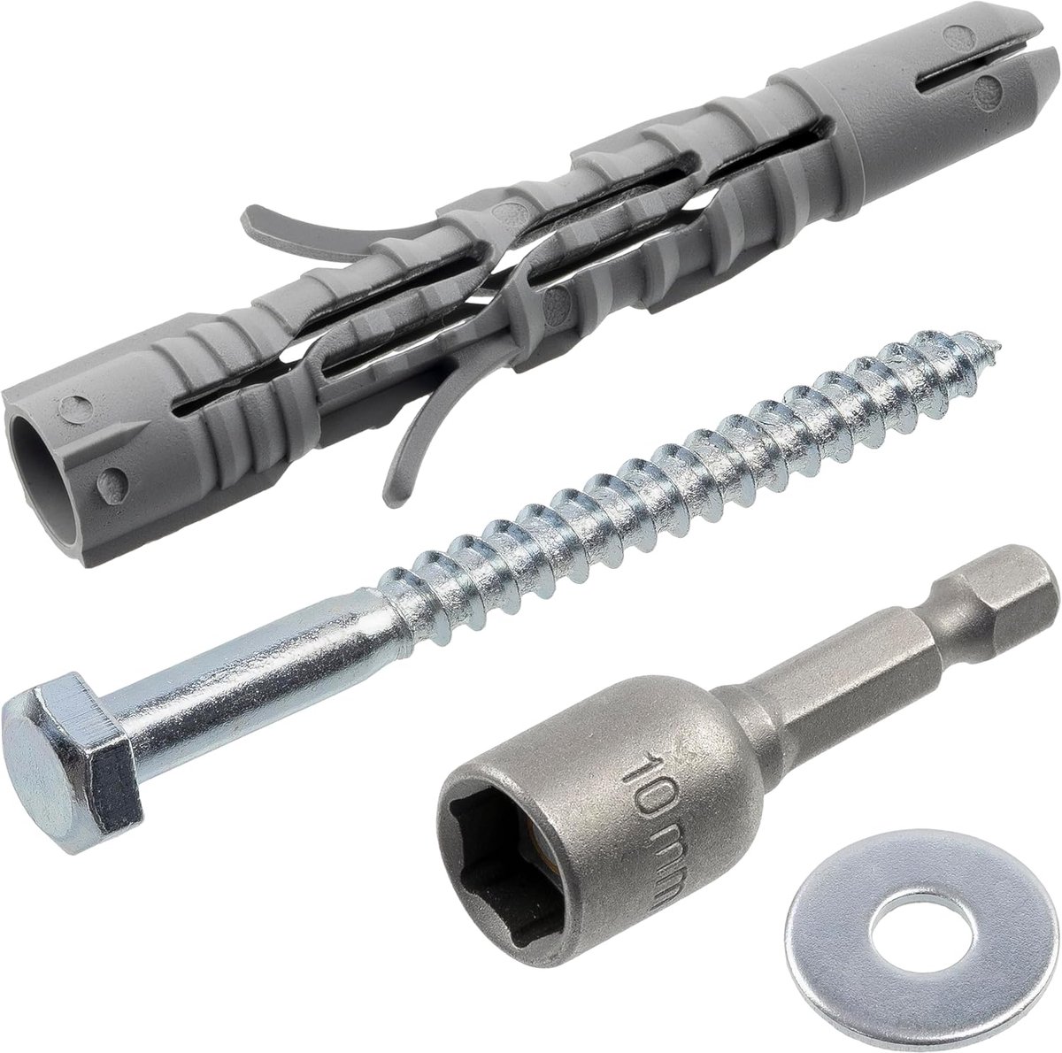 Bevestigingsset - Pluggen en schroeven - Muurbevestiging - Compleet assortiment - Ø10x70 mm