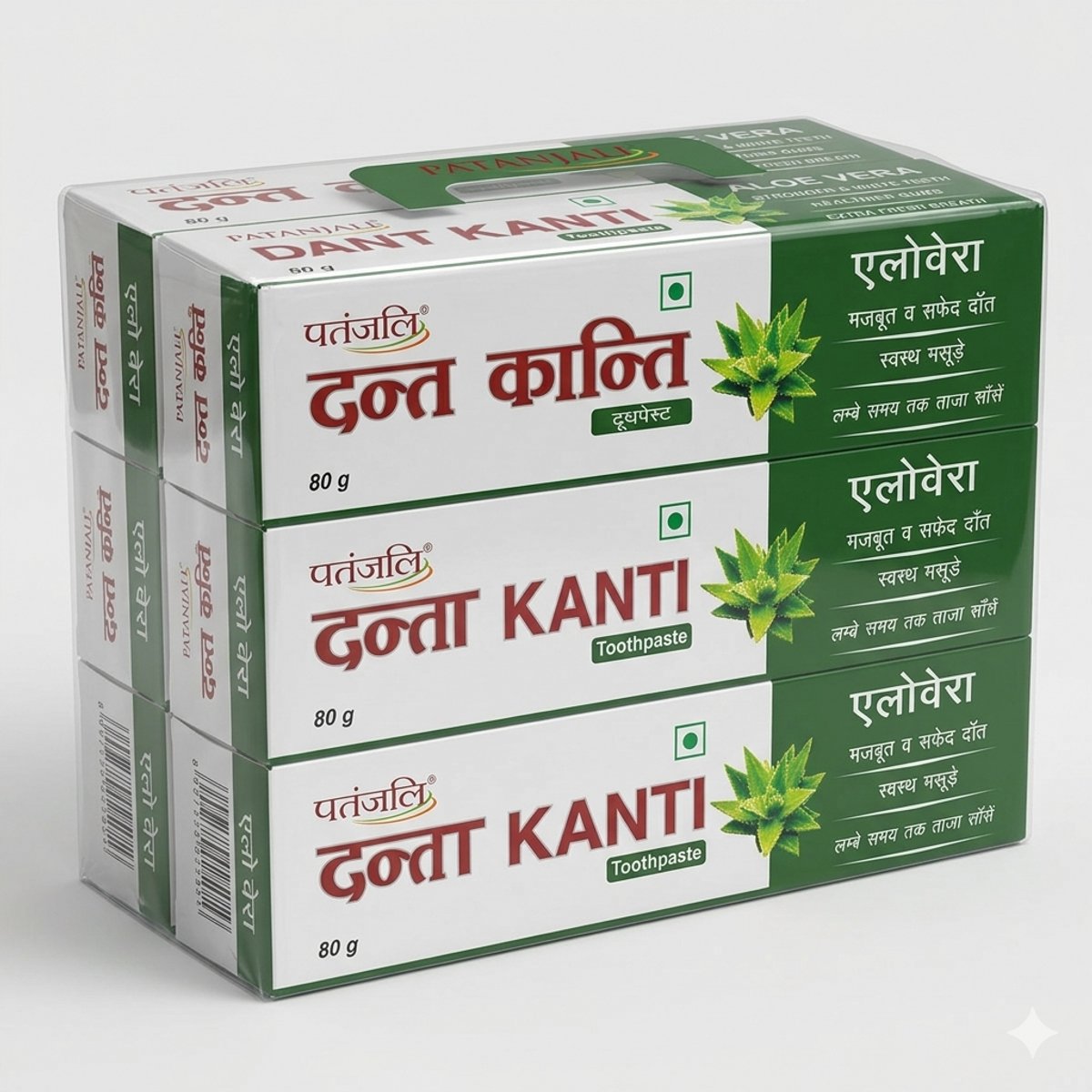 Patanjali Dant Kanti Aloë Vera Tandpasta - Natuurlijke Kruidenformule voor Complete Mondverzorging, Frisheid en Gezond Tandvlees - 6 X 80g