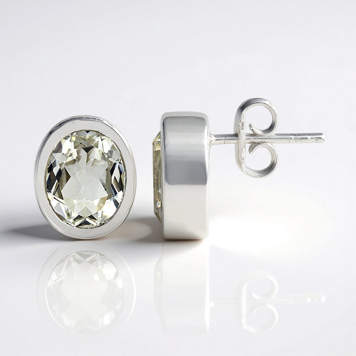 Cavill - Zilveren Oorbellen 925 Sterling Zilver - 4,7 ct Witte Braziliaanse Topaas Ovaal - Elegante Monosono Collection Studs