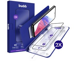 2-Pack Screenprotector Geschikt voor Samsung Galaxy A54 - Buddi Easy Fit Tempered Glass met Installatietray - 9H+ Gehard Glas - Case Friendly Glasplaatje - Eenvoudige montage