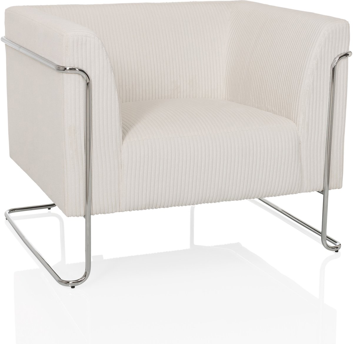 Loungestoel Curacao Cord 1-Zits Stof Wit hjh OFFICE