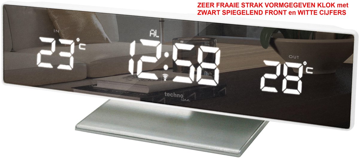 KLOK - Wekker - Binnen- / Buiten-THERMOMETER - Fraai Design - 68WS15