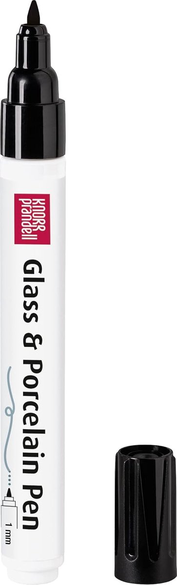 Porselein Stift - Glas Pen - Decoratief Schilderen - Vaatwasmachinebestendig Na Inbranden - 142 x 14 cm - Zwart