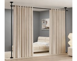 Roomdivider Zonder Boren Verstelbaar Eenvoudige Installatie zonder Schade - Scheidingswand als Ruimteverdeler Flexibele Indeling met Stevige Klemstang | Voor Inkijkbescherming en Privacy in Huis