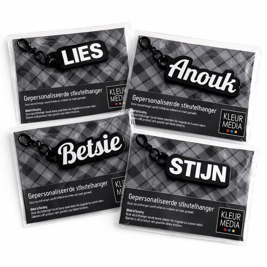 Porte-clés avec naam - Couleur Zwart - Police Harvest - Épuré - Cadeau personnalisé