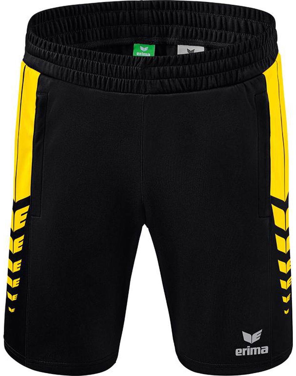 Erima Six Wings Worker Short Heren - Zwart / Geel | Maat: M