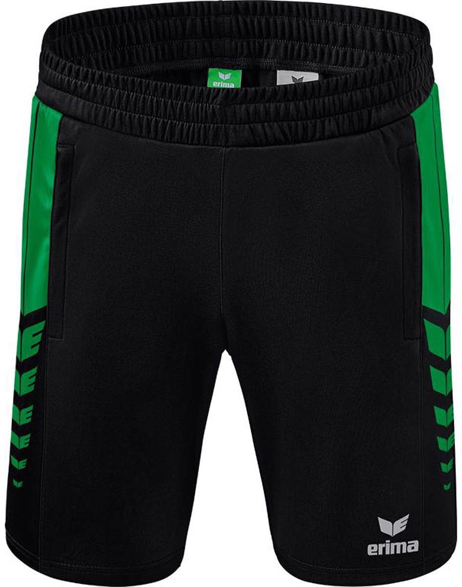 Erima Six Wings Worker Short Heren - Zwart / Smaragd | Maat: XL