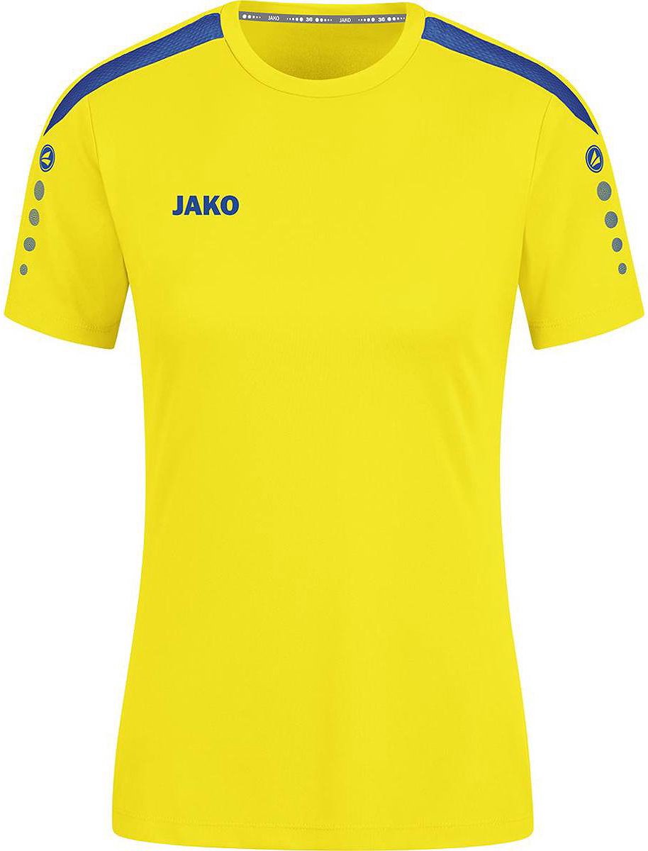 Jako Power Shirt Korte Mouw Dames - Geel / Royal | Maat: 42
