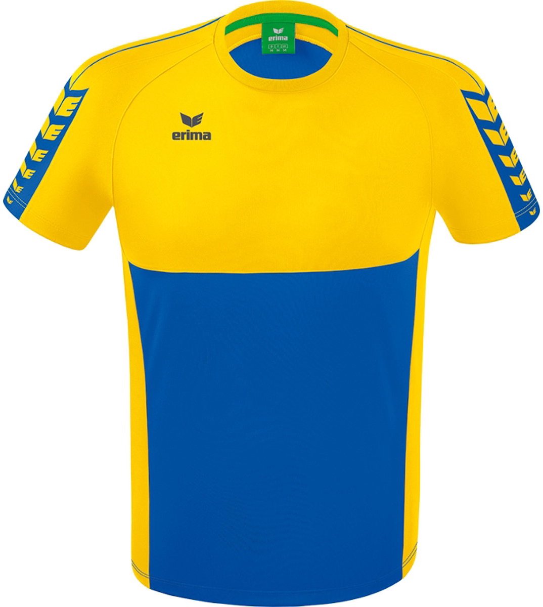 Erima Six Wings T-Shirt Kinderen - New Royal / Geel | Maat: 116