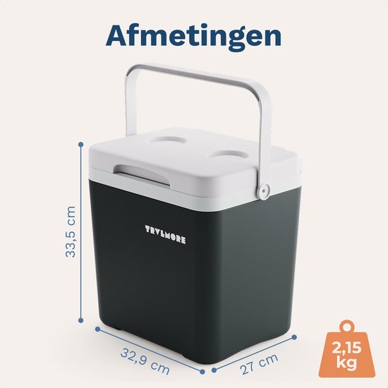 TRVLMORE Koelbox 14L - 47 Uur Koeling - Frigobox - Inclusief 2 Koelelementen - Koelbox Klein - Antraciet van Merkloos — afbeelding 5