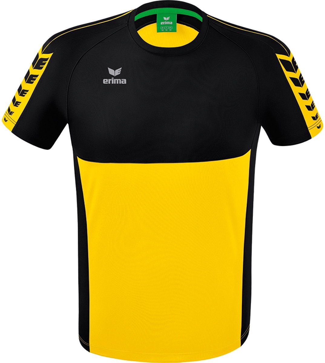 Erima Six Wings T-Shirt Heren - Geel / Zwart | Maat: M