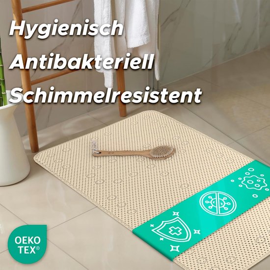 Badmat Antislip - Douchemat Vloermat - Veilig in Bad - Met Zuignappen - 43 x 91 cm - Taupe — afbeelding 2
